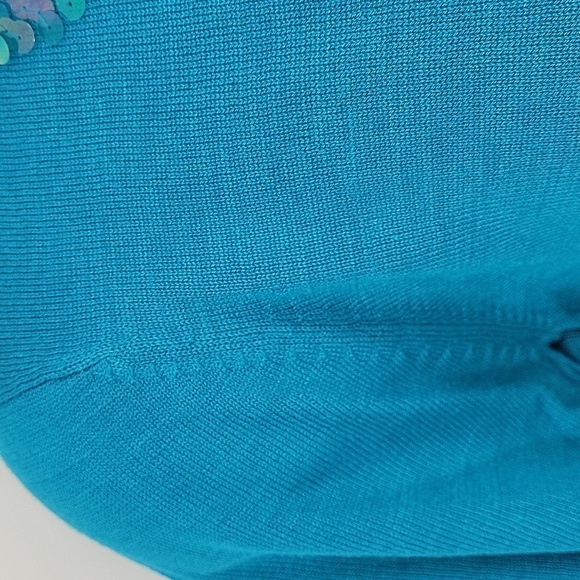 Diane Gilman Womens Blue/ Turquoise 100% Silk Sweater w/ Sequins - Picture 13 of 13